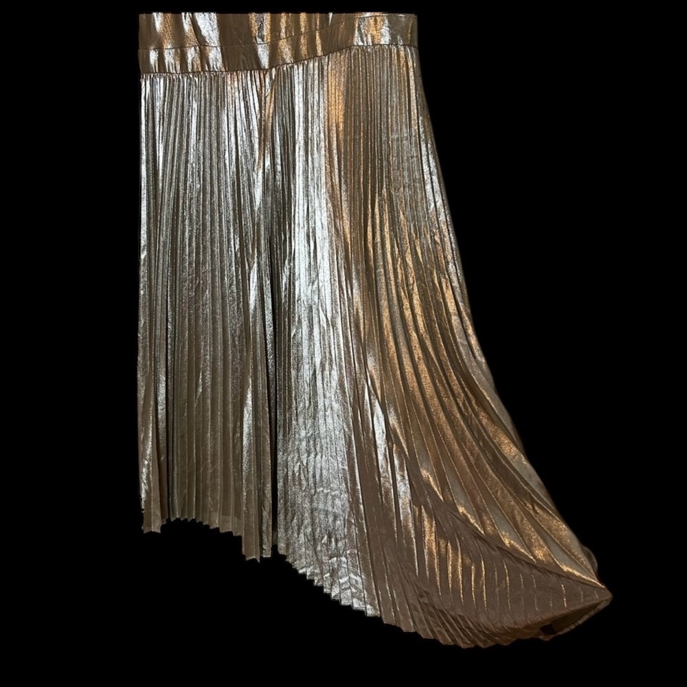 Ann Taylor Metallic Silver Halter Midi Dress - Picture 8 of 15